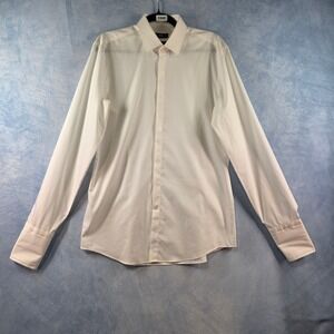 Hugo Boss Slim Fit Easy Iron White Dress Shirt Hidden Placket French Cuffs 16 41